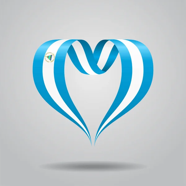 Flaga Nikaragui-serce wstążka. Ilustracja wektorowa. — Wektor stockowy