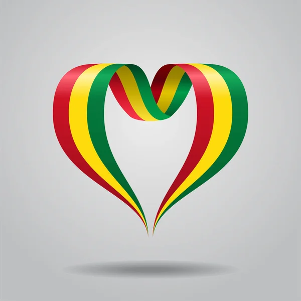 Cinta con forma de corazón de bandera boliviana. Ilustración vectorial . — Vector de stock