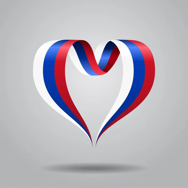 Russian flag heart-shaped ribbon. Vector illustration. — Stock Vector