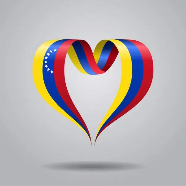 Venezüella bayrağı şerit kalp şeklinde. Vektör çizim. — Stok Vektör