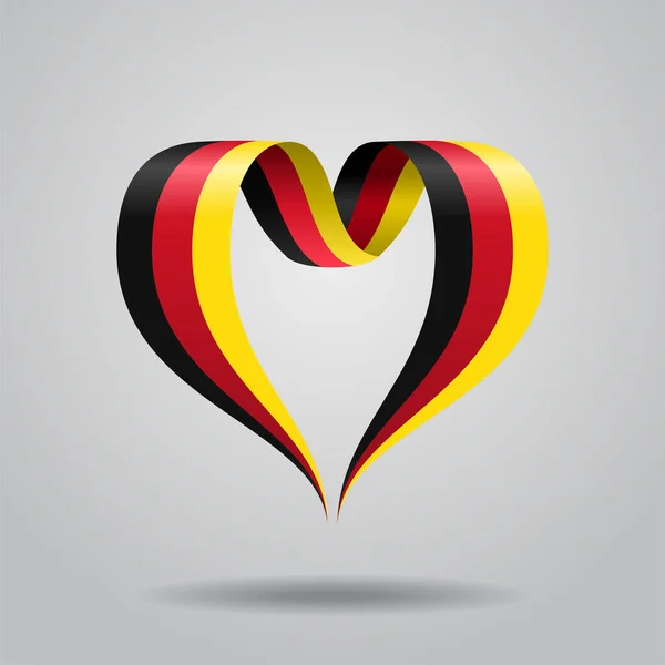 Ruban drapeau allemand en forme de coeur. Illustration vectorielle . — Image vectorielle