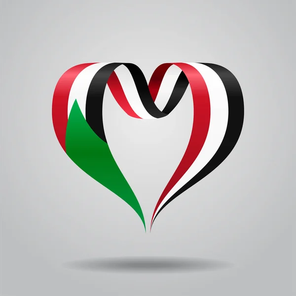 Bandeira sudanesa fita em forma de coração. Ilustração vetorial . —  Vetores de Stock