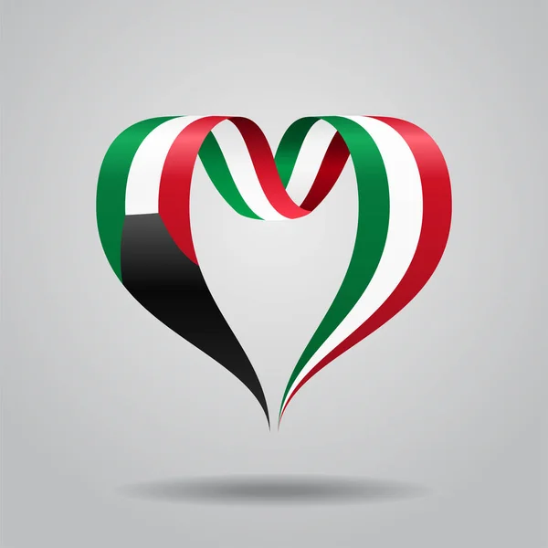 쿠웨이트 국기 하트 모양의 리본입니다. 벡터 일러스트 레이 션. — 스톡 벡터