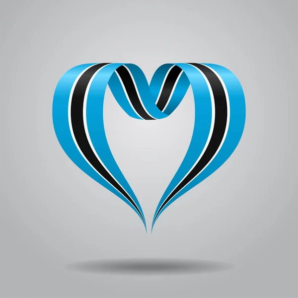 Nastro a forma di cuore con bandiera del Botswana. Illustrazione vettoriale . — Vettoriale Stock