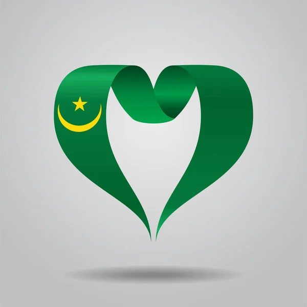 Cinta con forma de corazón de bandera mauritana. Ilustración vectorial . — Archivo Imágenes Vectoriales