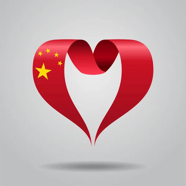 Chinesische Flagge herzförmige Schleife. Vektorillustration. — Stockvektor