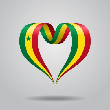 Senegal kalp şeklindeki Şerit bayrak. Vektör çizim.