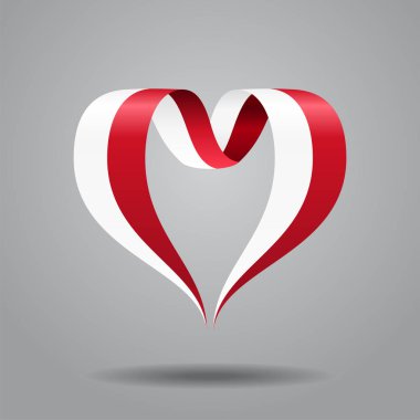 Polish flag heart-shaped ribbon. Vector illustration. clipart