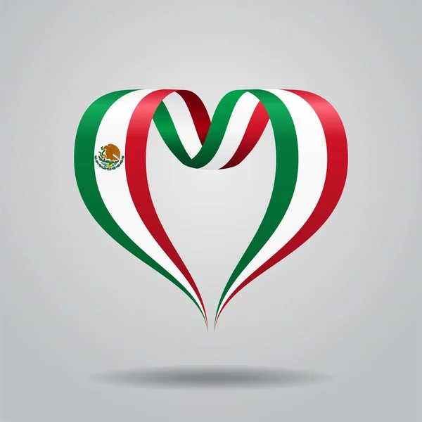 Meksika bayrağı şerit kalp şeklinde. Vektör çizim. — Stok Vektör