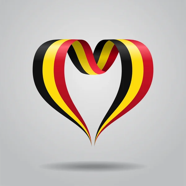 Ruban drapeau belge en forme de coeur. Illustration vectorielle . — Image vectorielle