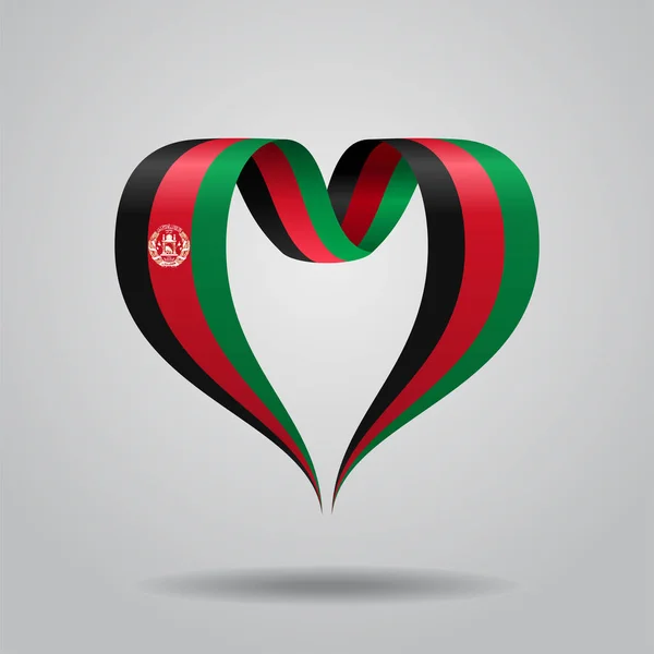 Bandera de Afganistán cinta en forma de corazón. Ilustración vectorial . — Vector de stock
