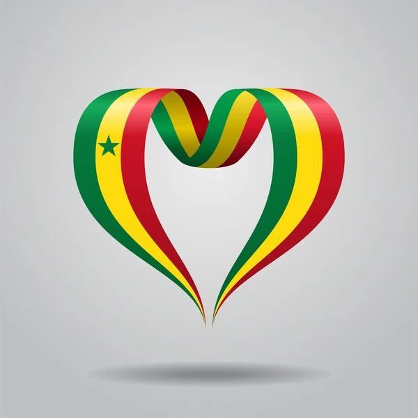 Cinta con forma de corazón de bandera senegalesa. Ilustración vectorial . — Archivo Imágenes Vectoriales