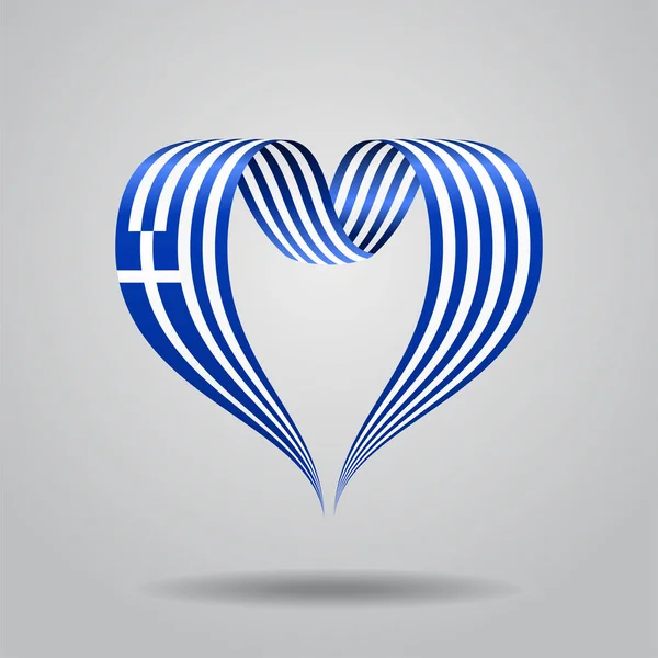 Greek flag heart-shaped ribbon. Vector illustration. — Stock Vector