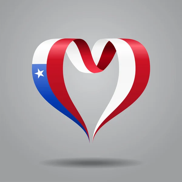Şili bayrağı şerit kalp şeklinde. Vektör çizim. — Stok Vektör