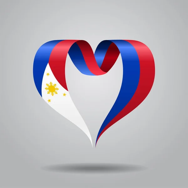 Cinta con forma de corazón de la bandera de Filipinas. Ilustración vectorial . — Vector de stock