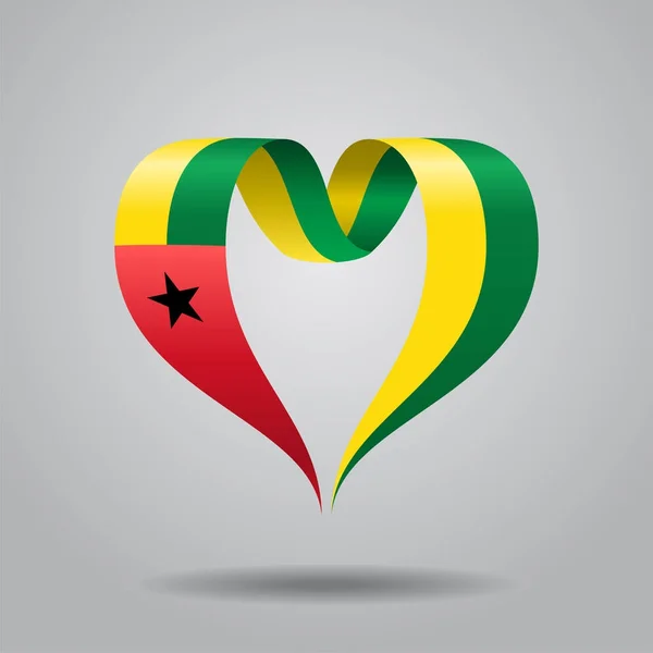 Γουινέα-Μπισσάου σημαία κορδέλα σε σχήμα καρδιάς. Εικονογράφηση διάνυσμα. — Διανυσματικό Αρχείο