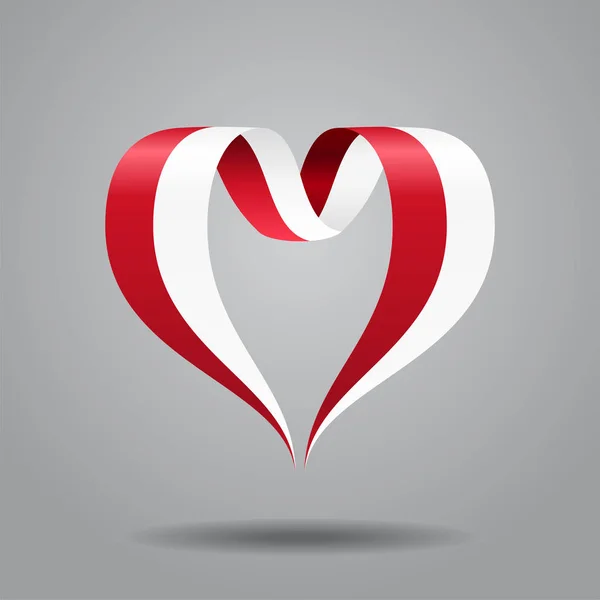 Drapelul indonezian în formă de inimă panglică. Ilustrație vectorială . — Vector de stoc