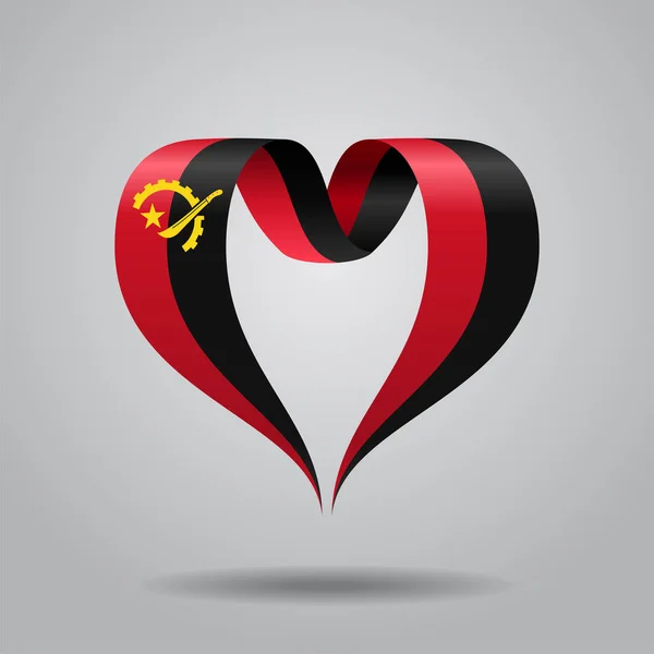 Σημαία της Ανγκόλας κορδέλα σε σχήμα καρδιάς. Εικονογράφηση διάνυσμα. — Διανυσματικό Αρχείο