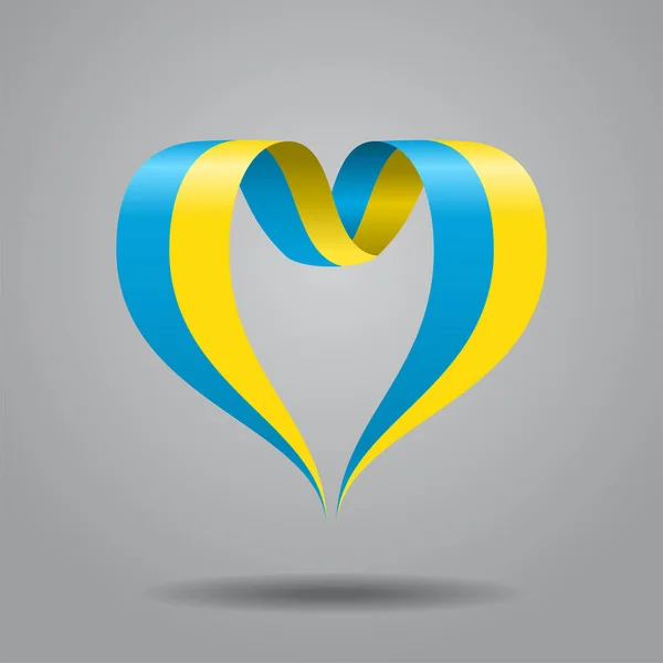 乌克兰国旗心形缎带。矢量插图. — 图库矢量图片