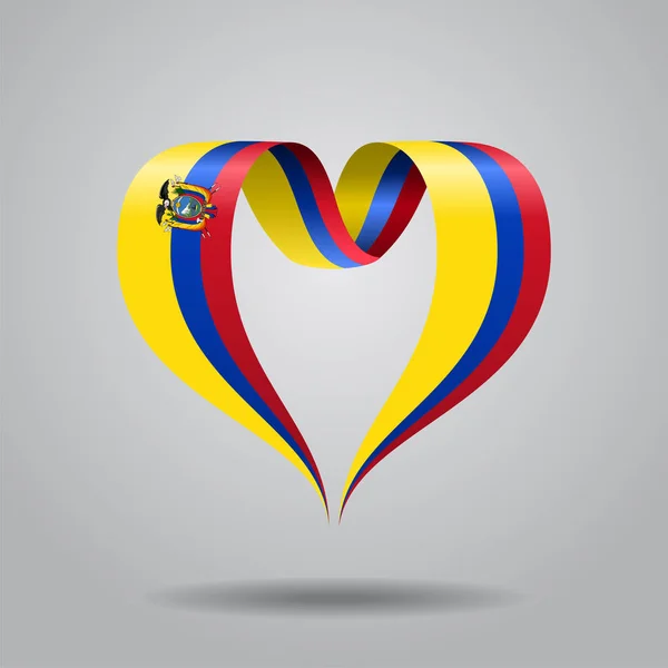 Cinta con forma de corazón de bandera ecuatoriana. Ilustración vectorial . — Vector de stock