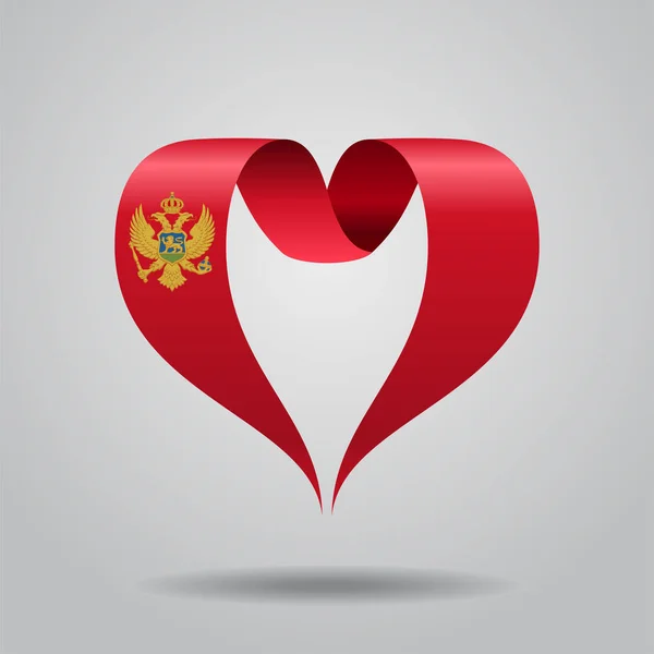 Montenegrian σημαία κορδέλα σε σχήμα καρδιάς. Εικονογράφηση διάνυσμα. — Διανυσματικό Αρχείο