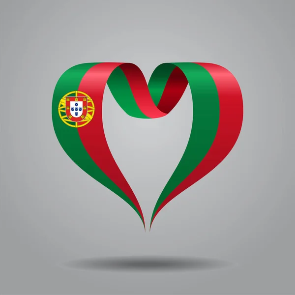 Cinta con forma de corazón de bandera portuguesa. Ilustración vectorial . — Vector de stock
