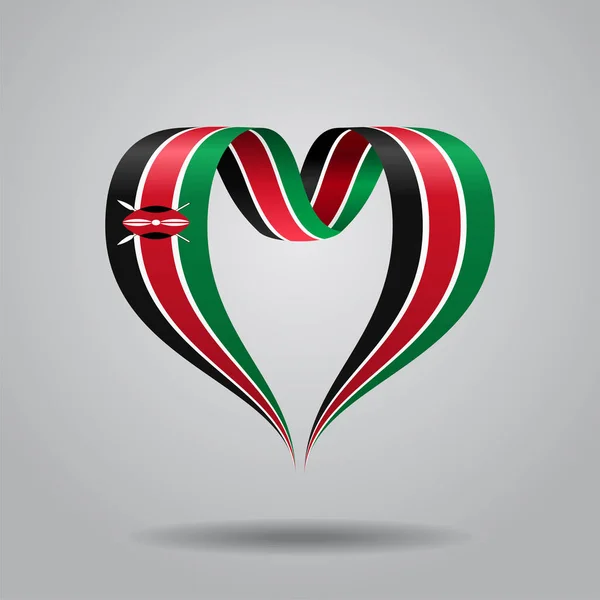 Bandeira queniana fita em forma de coração. Ilustração vetorial . —  Vetores de Stock