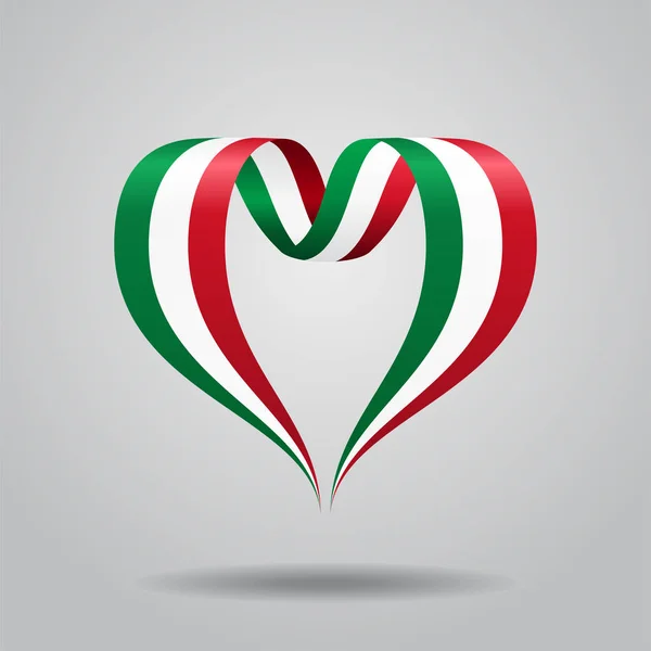 İtalyan bayrağı şerit kalp şeklinde. Vektör çizim. — Stok Vektör