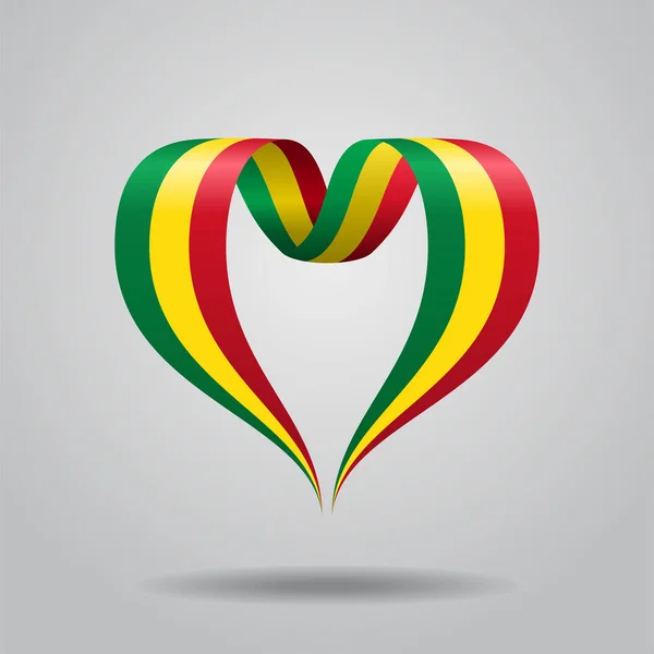 Malian flag heart-shaped ribbon. Vector illustration. — Stock Vector