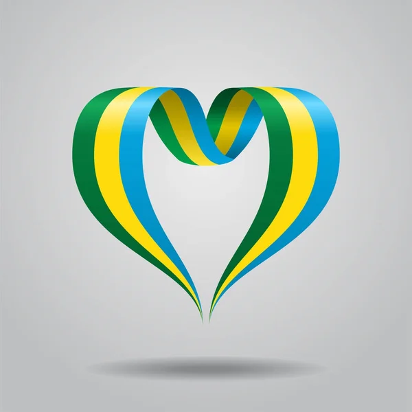 Nastro a forma di cuore della bandiera del Gabon. Illustrazione vettoriale . — Vettoriale Stock