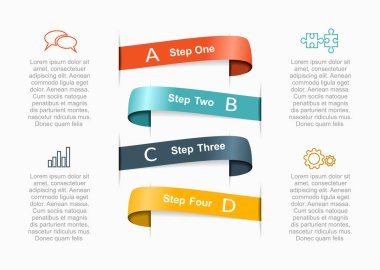Infographic şablonu. İş akışı düzeni, diyagram, iş adım seçenekleri, banner, web tasarım için kullanılabilir.
