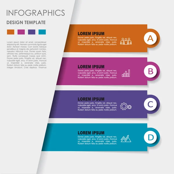 Modèle d'infographie. Peut être utilisé pour la mise en page du flux de travail, diagramme, options d'étape d'affaires, bannière, conception Web . — Image vectorielle