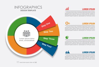 Infographic şablonu. İş akışı düzeni, diyagram, iş adım seçenekleri, banner, web tasarım için kullanılabilir.