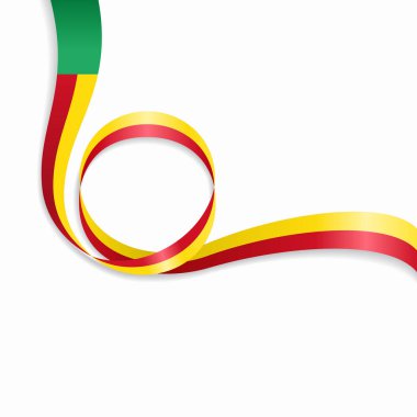 Benin dalgalı bayrak arka plan. Vektör çizim.
