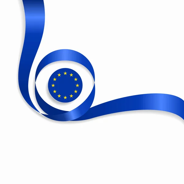 Fondo ondulado de la bandera de la Unión Europea. Ilustración vectorial . — Vector de stock