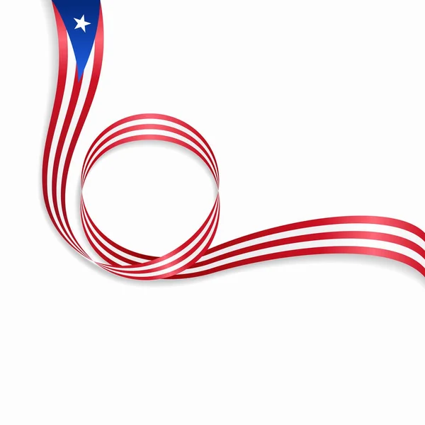 Fondo ondulado de la bandera puertorriqueña. Ilustración vectorial . — Vector de stock