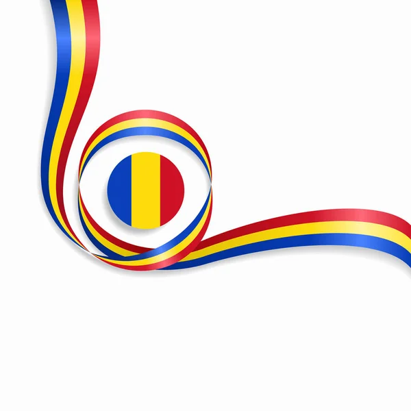 Bandeira ondulada romena fundo. Ilustração vetorial . —  Vetores de Stock