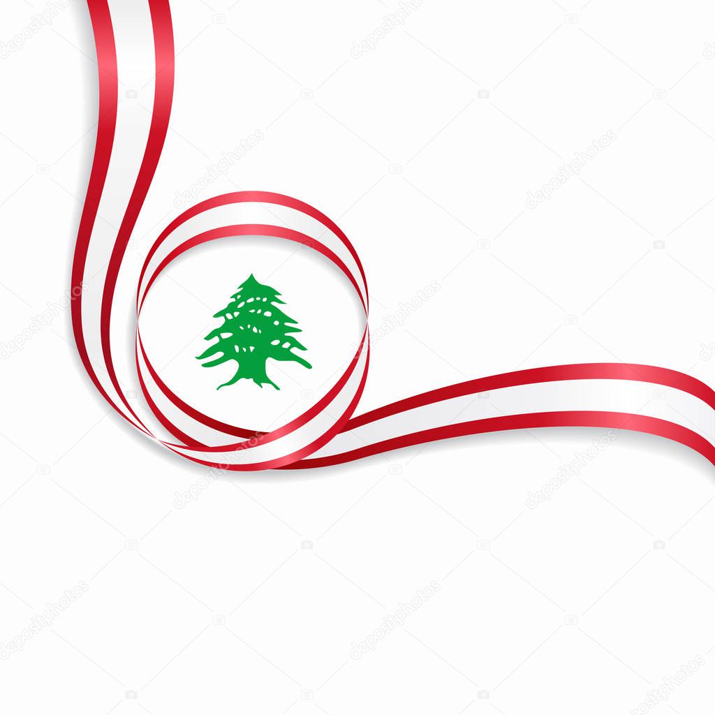 Lebanese wavy flag background. Vector illustration.