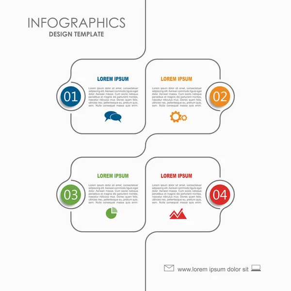 Modelo infográfico. Ilustração vetorial. Pode ser usado para layout de fluxo de trabalho, diagrama, opções de passo de negócios, banner . — Vetor de Stock