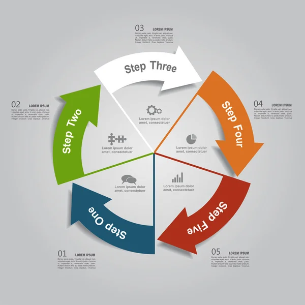 Modèle d'infographie. Illustration vectorielle. Utilisé pour la mise en page de flux de travail, diagramme, options d'étape d'affaires, bannière, conception Web . — Image vectorielle