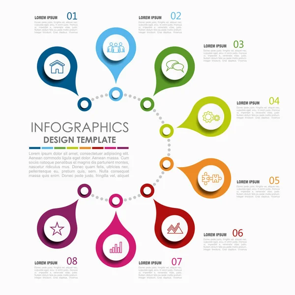 Infographic sablon. Vektoros illusztráció. Használt munkafolyamat-elrendezés, rajz, üzleti lépés lehetőségek, banner, web design. — Stock Vector