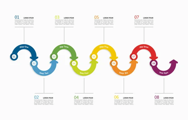 Plantilla infográfica. Ilustración vectorial. Se puede utilizar para el diseño del flujo de trabajo, diagrama, opciones de pasos de negocio, banner . — Archivo Imágenes Vectoriales