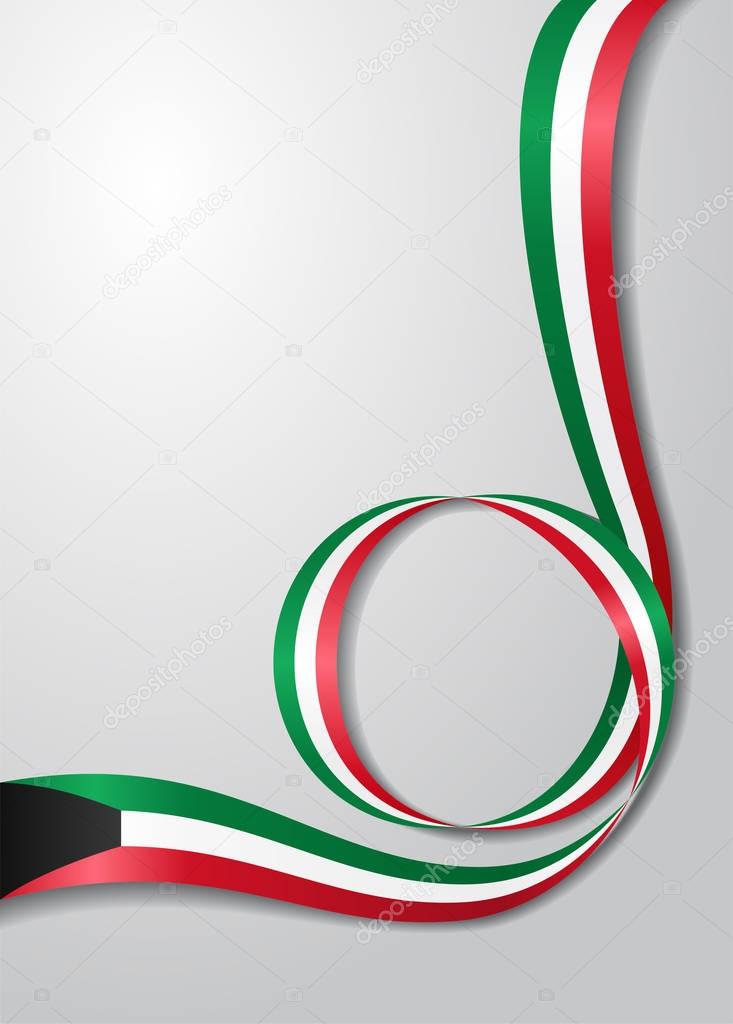 Kuwaiti flag wavy background. Vector illustration.