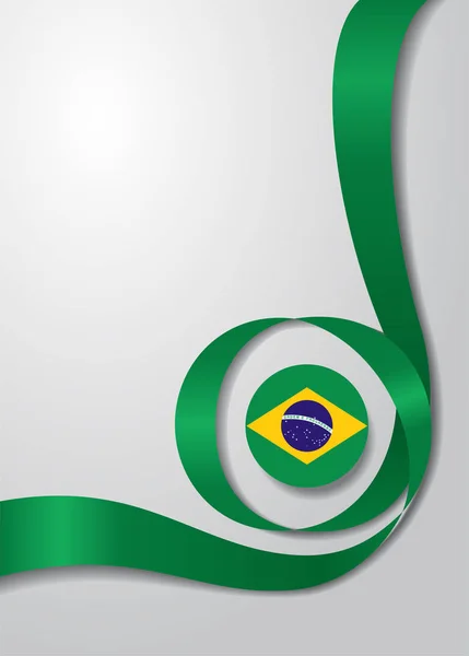 Brasilianska flaggan vågig bakgrund. Vektorillustration. — Stock vektor