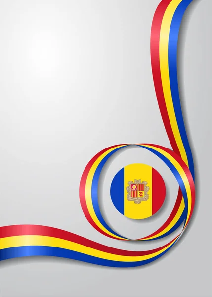 Bandeira andorrana fundo ondulado. Ilustração vetorial . — Vetor de Stock