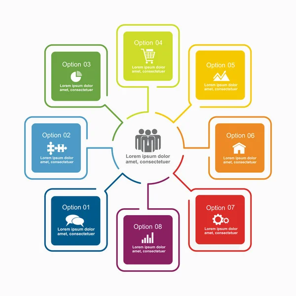 Infographic template. Vector illustration. Can be used for workflow layout, diagram, business step options, banner. — Stock Vector