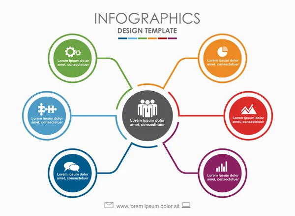 Modelo infográfico. Ilustração vetorial. Pode ser usado para layout de fluxo de trabalho, diagrama, opções de passo de negócios, banner . — Vetor de Stock