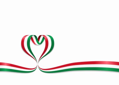 Macar bayrak şerit kalp şeklinde. Vektör çizim.