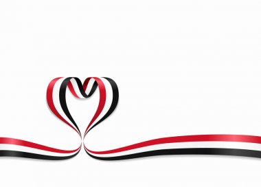 Yemeni flag heart-shaped ribbon. Vector illustration. clipart
