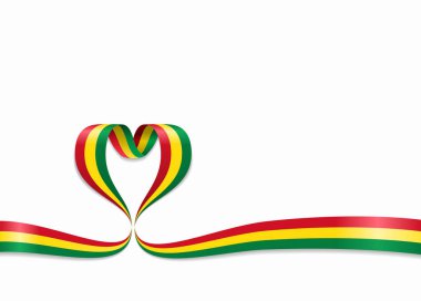Bolivya bayrak şerit kalp şeklinde. Vektör çizim.